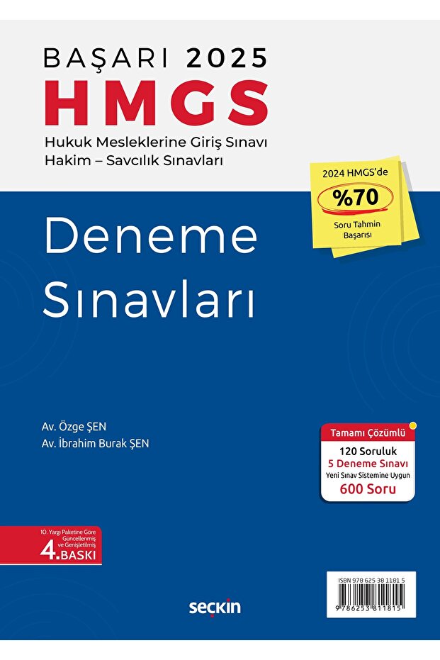 Başarı - HMGS Deneme Sınavları Hukuk Mesleklerine Giriş Sınavı Hakim - Savcılık Sınavları 10. Baskı - 1