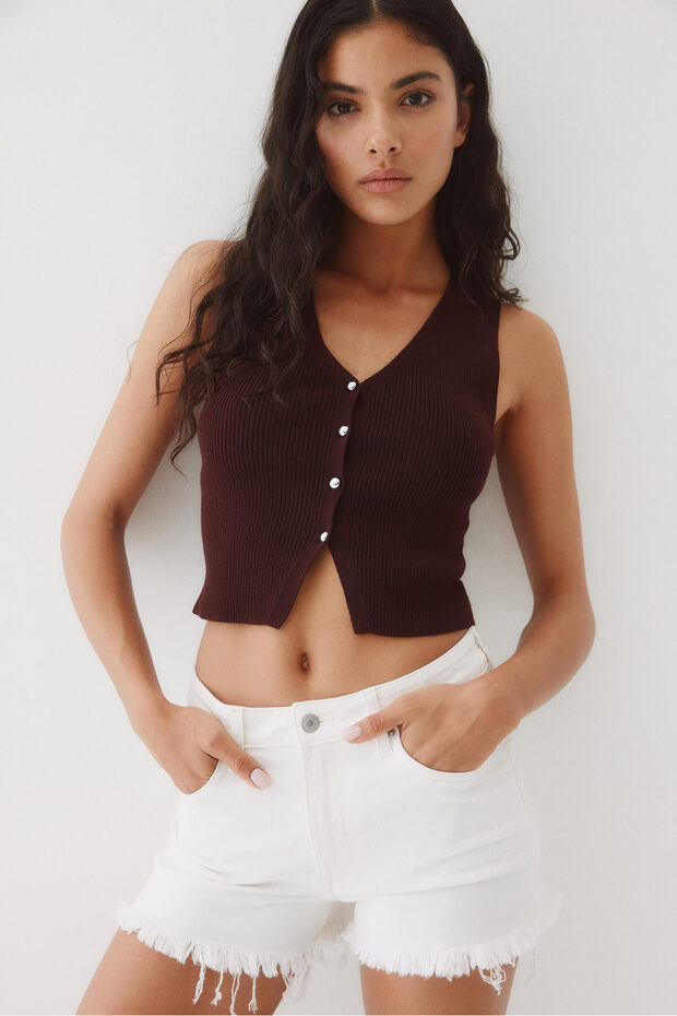 Önü Düğmeli Süveter - 1