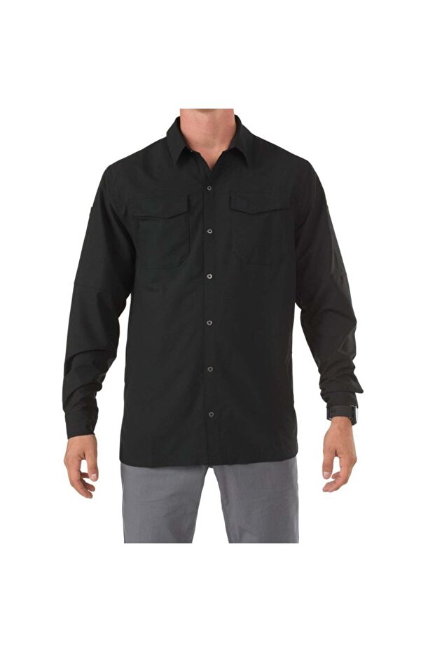 Unisex Black Freedom Flex Woven Ls Shirt