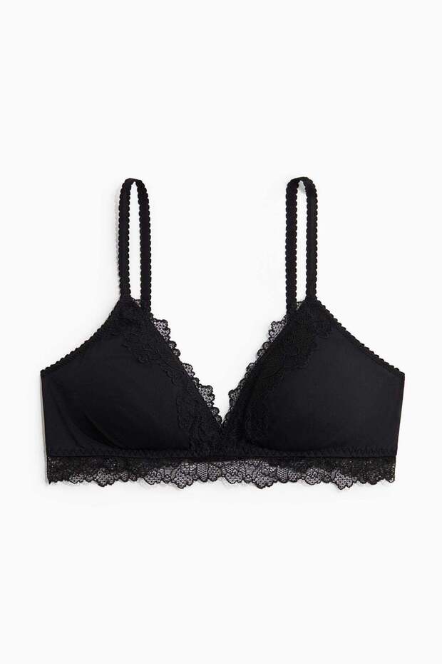 Padded soft microfibre and lace bra