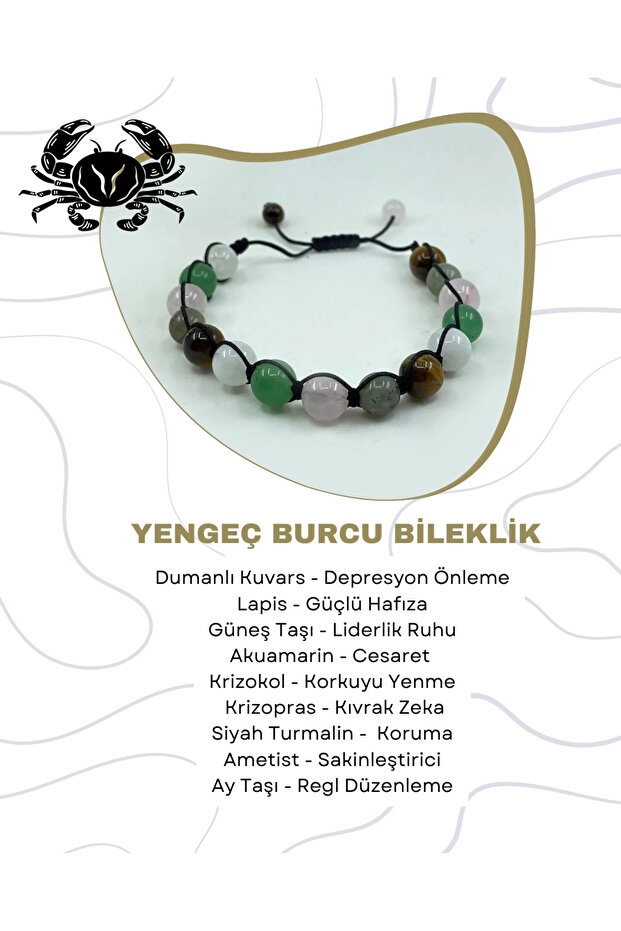 Cancer Zodiac Natural Stone Macrame Bracelet212215