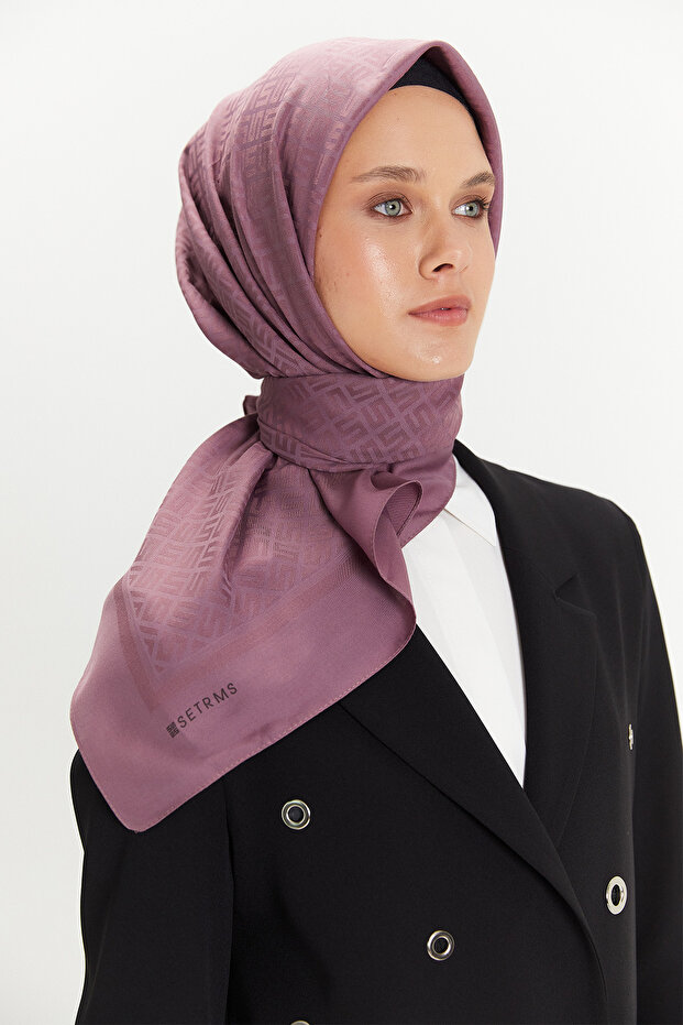 Logolu Çerçeveli Lyocell Eşarp - 1