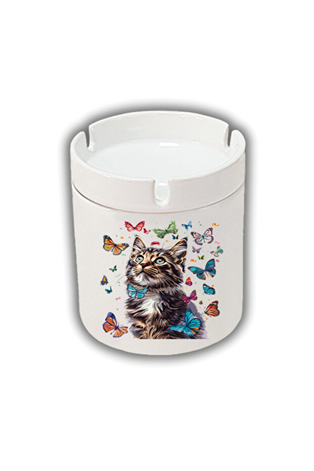 Cat Printed Ashtray Ash Tray in Butterflies