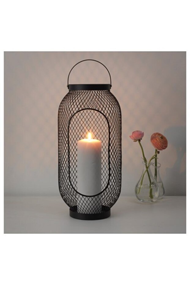 Siyah Çelik Mumluk 49 Cm Ev Dekorasyonu - 1