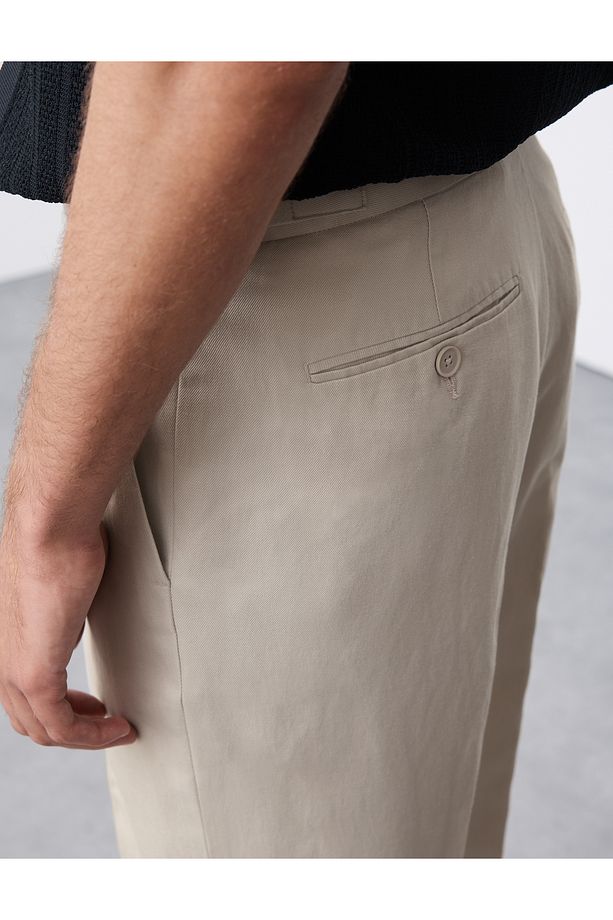 Keten Karışımlı Tek Pileli Smart Pantolon - 7