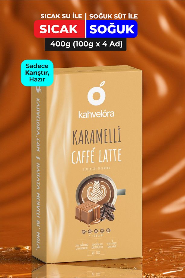 400g Caffe Latte Karamelli Toffee Nut - Enfes Içim - Hazır Cafe Latte Kahve - Sadece Karıştır - 1