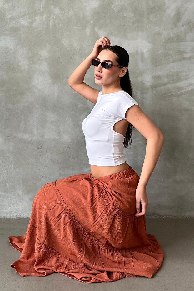 Kiremit Basic Uzun Pileli Etek SH159 - 5