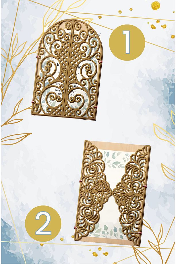 10’lu Ahşap Düğün Davetiyesi Çerçevesi | 15x20cm | 10 Farklı Desen | Nikah Hatırası Çerçeve - 4