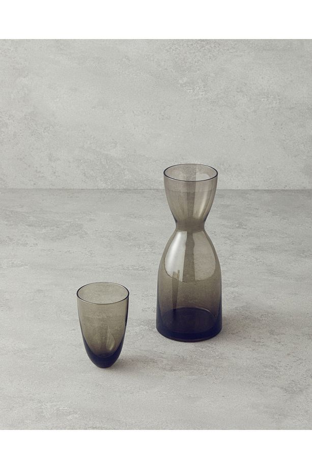 Nish Cam Başucu Sürahi 750 ml + 200 ml Antrasit - 2