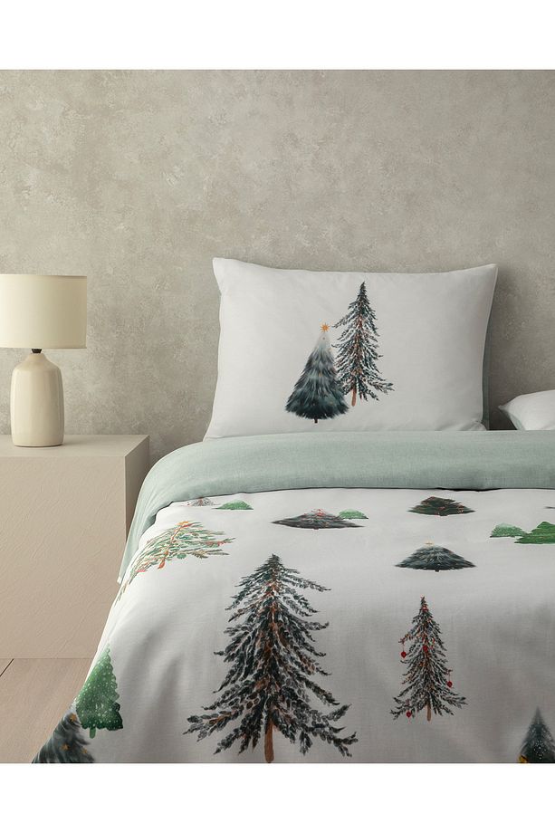 Pine Serenity Dijital Baskılı Soft Cotton Çift Kişilik Nevresim Takımı Yeşil - 3