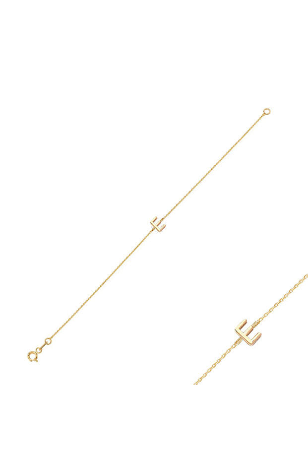 14 Ayar Altın E Harfli Bileklik - 2