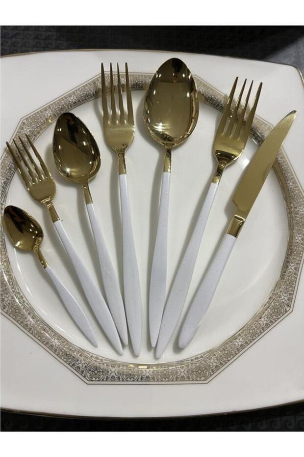 شوكة عشاء باللون الأبيض الذهبي من ياكوت - 2