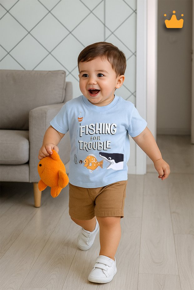 2-Piece T-Shirt Linen Shorts Baby Boy Children's Holiday Bottom Top Suit 02021
