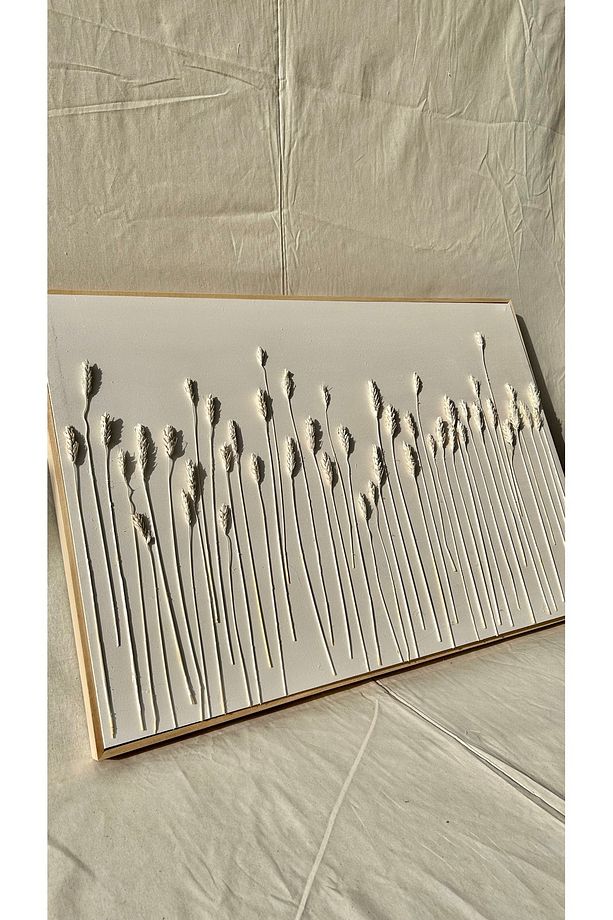 Başak Dokulu Tablo 3 Boyutlu Tablo İskandinav Tablo Minimalist Tablo El Yapımı Tablo Doku Sanatı - 2