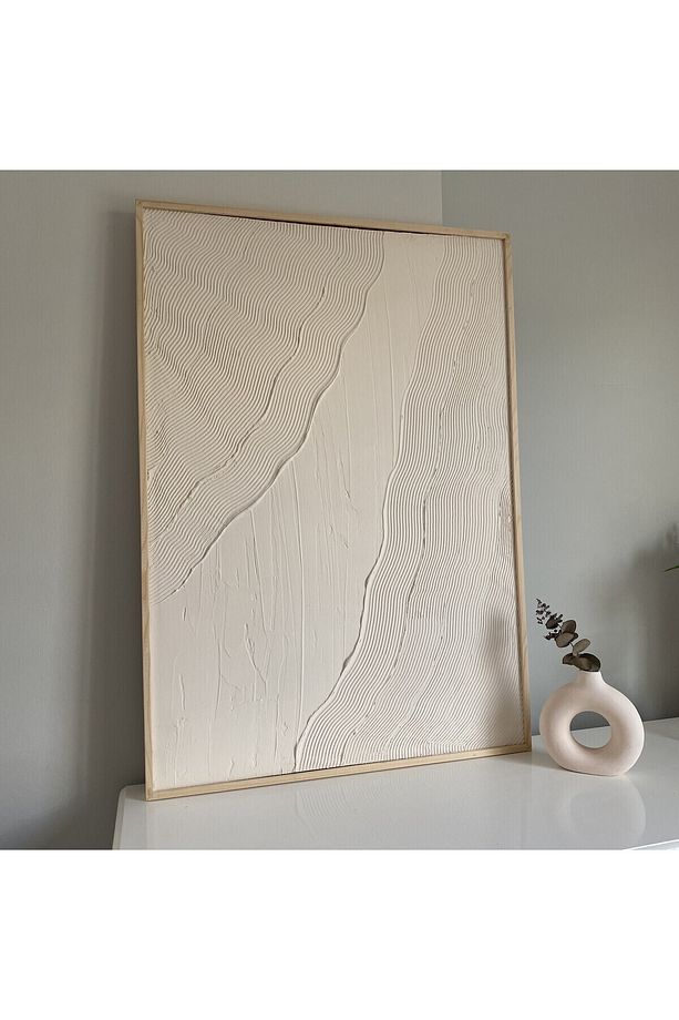 Dokulu Tablo 3 Boyutlu Tablo Alçı Tablo İskandinav Tablo Minimalist Tablo El Yapımı Tablo Doku Sanat - 4