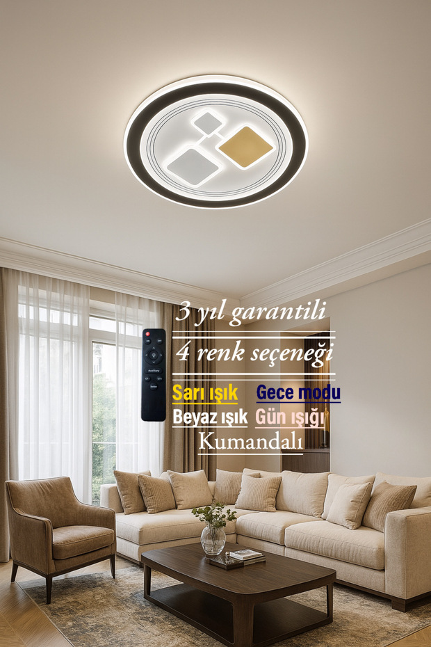 Plafonyer Avize Dörtgen Ledli Tasarım Şık Avize - 2