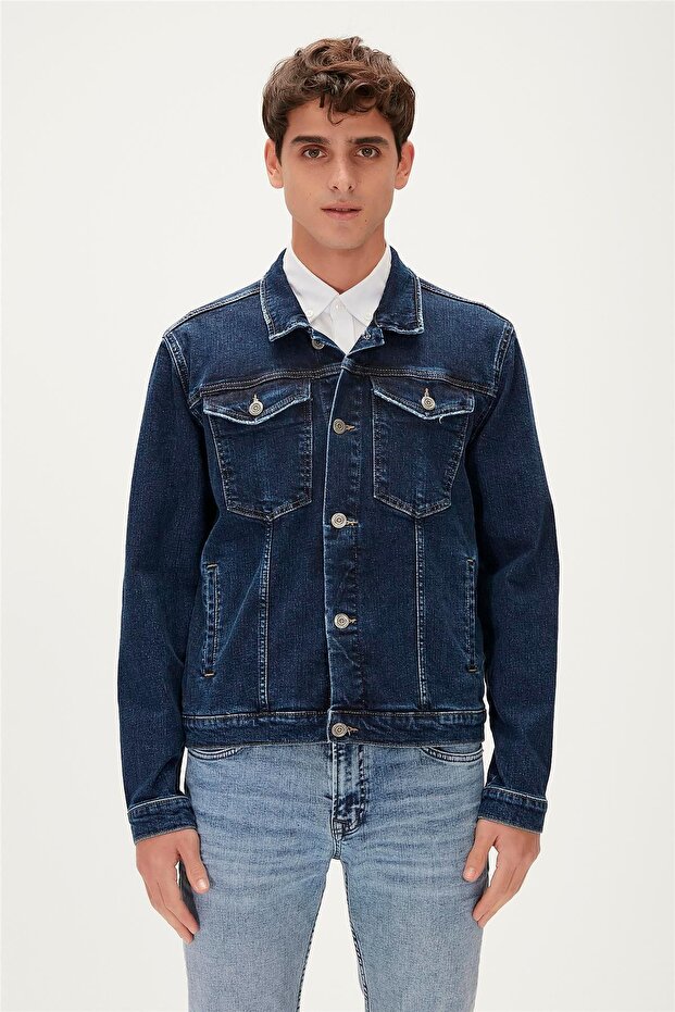 سترة رجالية من Roy Denim باللون الأزرق الداكن
