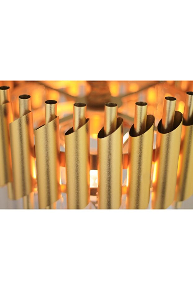 Palmira 45'lik Kristal Taşlı Lüks Avize - (sarı-yaldız) - 6