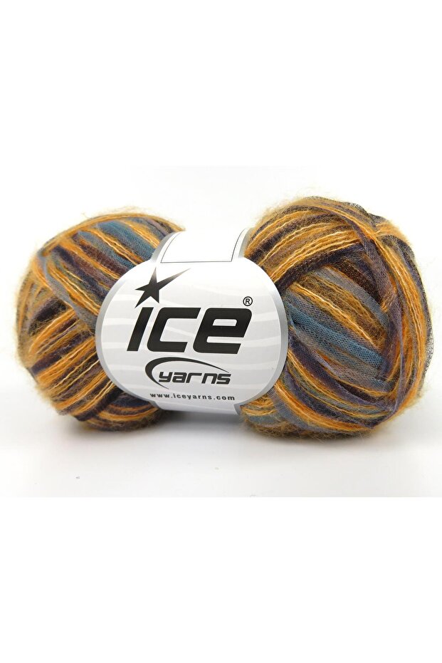 8X50Gr. Toucan Wool, Acrylic Turquoise, Grey, Gold Tones Winter, Wool, Batik Pattern, Acrylic