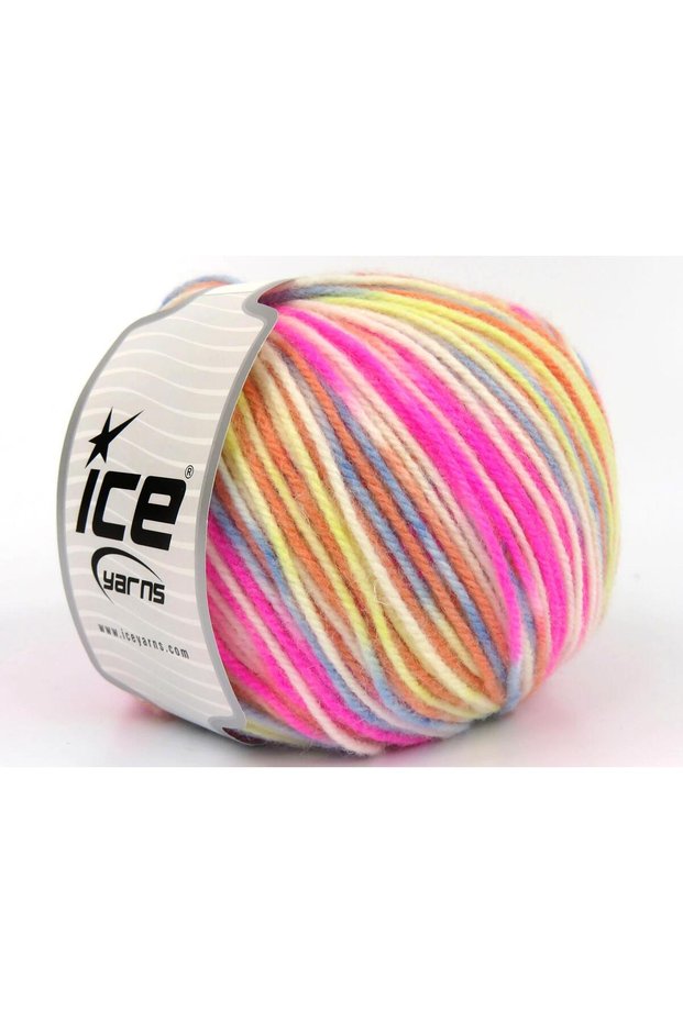 Lot of 4 X 100Gr Skeins Ice Yarns Wool Varicolor Worsted (25% Wool) Yarn Mint Green Light Orange White