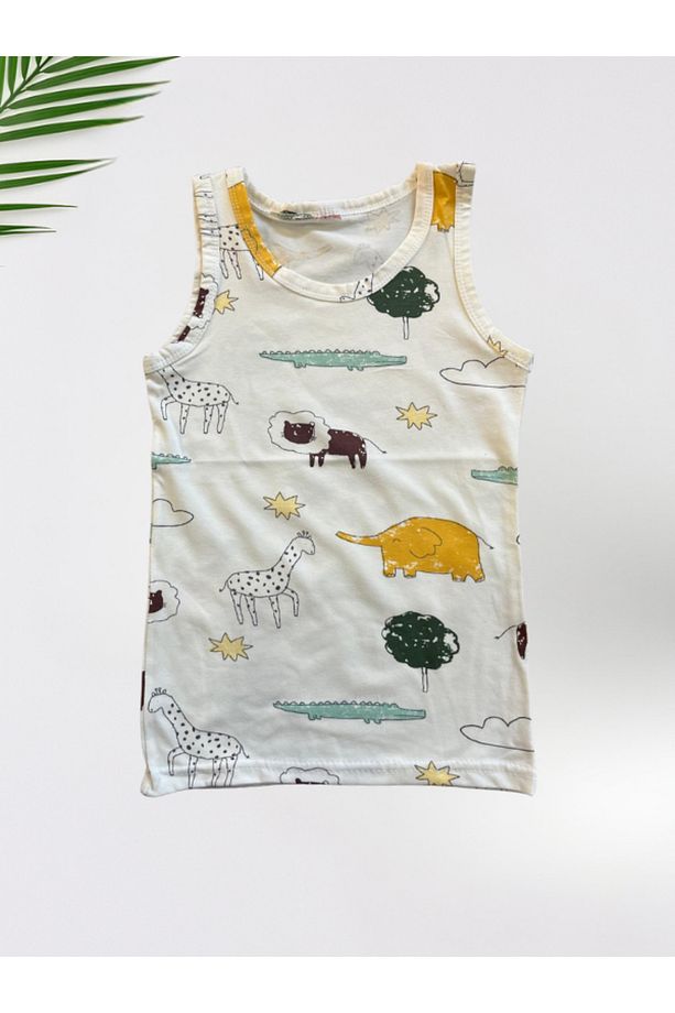 Erkek Çocuk %95 Pamuklu Sarı Fil Desen 5'li Set Atlet - 6