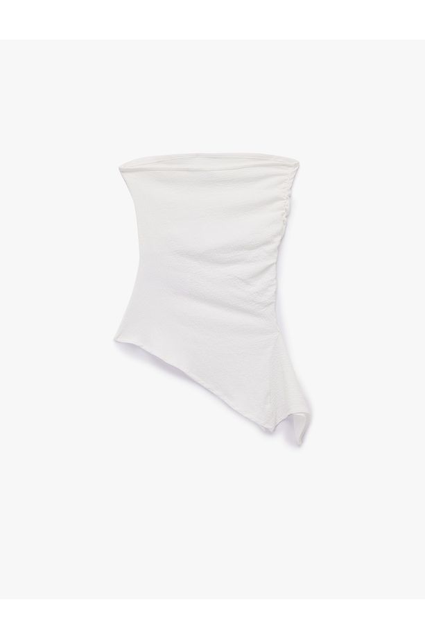 Kolsuz Straplez Slim Fit Asimetrik Bluz - 4