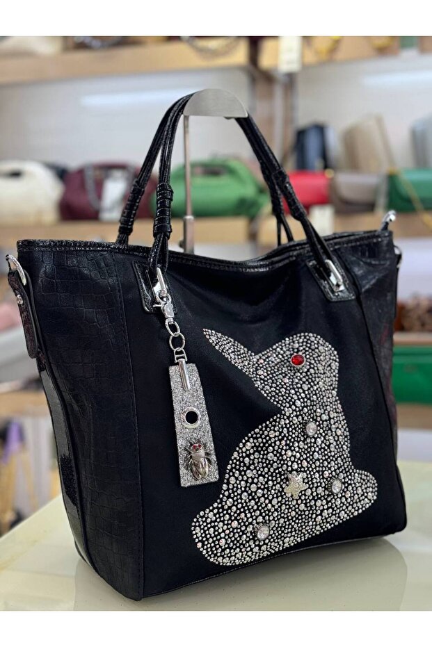 Inlaid Stone Figure Model Large Size Women's Hand-And-Shoulder Bag