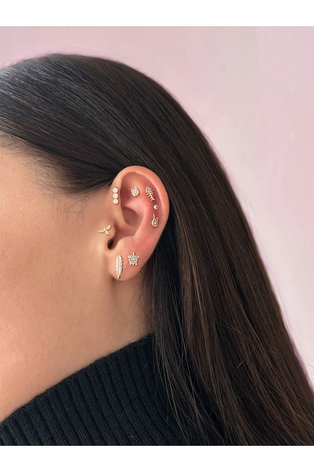 Parıltı (1,5mm Simit), 14KAltın Kıkırdak Küpe/Piercing (TEK Satılır) Bar Uzunluğu:6,5 mm - 4