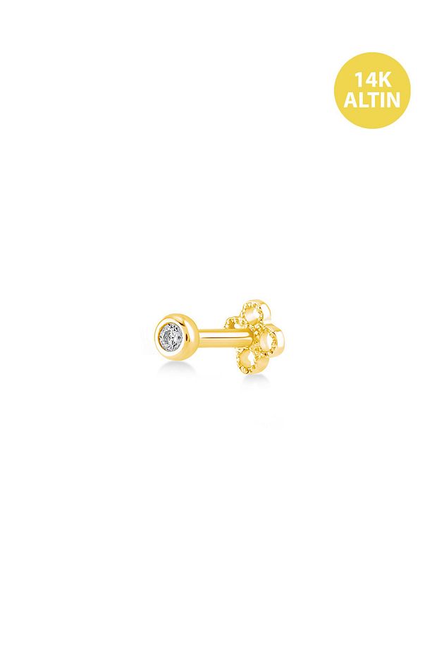 Parıltı (1,5mm Simit), 14KAltın Kıkırdak Küpe/Piercing (TEK Satılır) Bar Uzunluğu:6,5 mm - 1