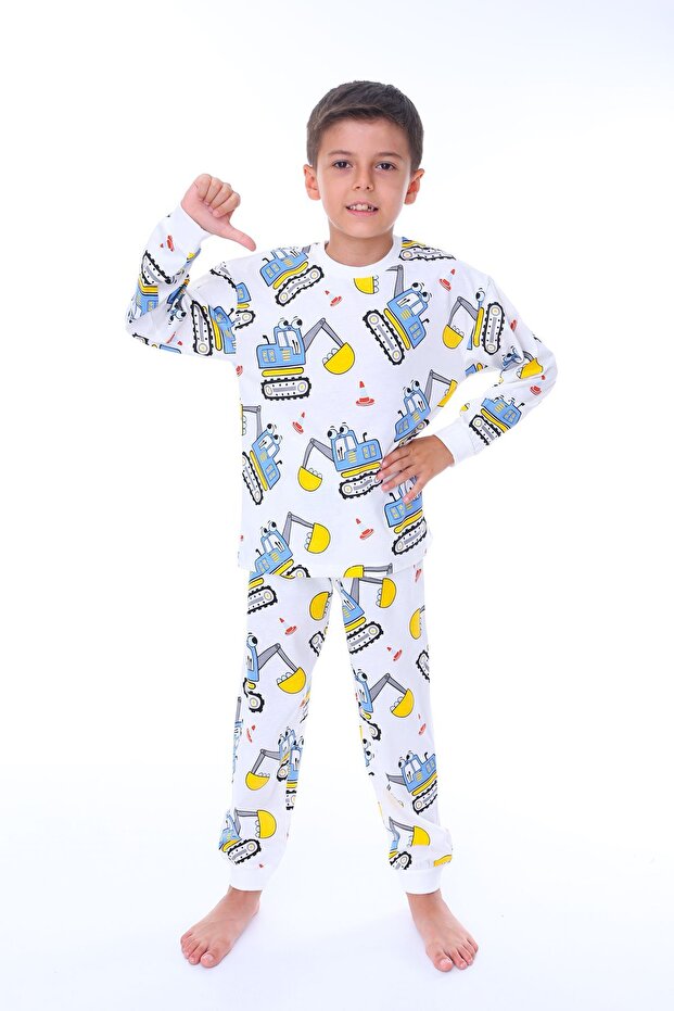 Digger Pontoon Blue Male Child Pajamas Set