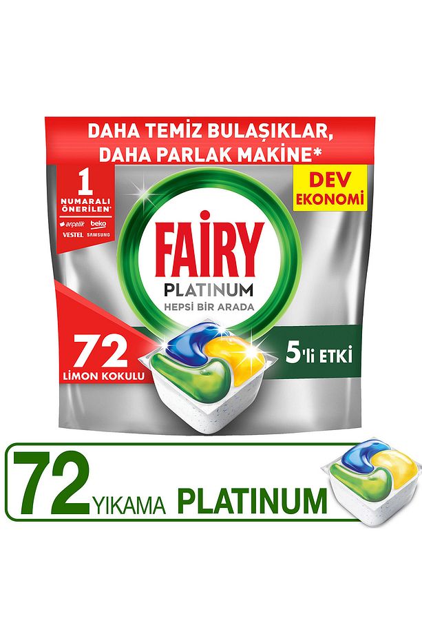 Platinum Bulaşık Makinesi Deterjanı Kapsülü/tableti 72 Yıkama Limon Kokulu - 1