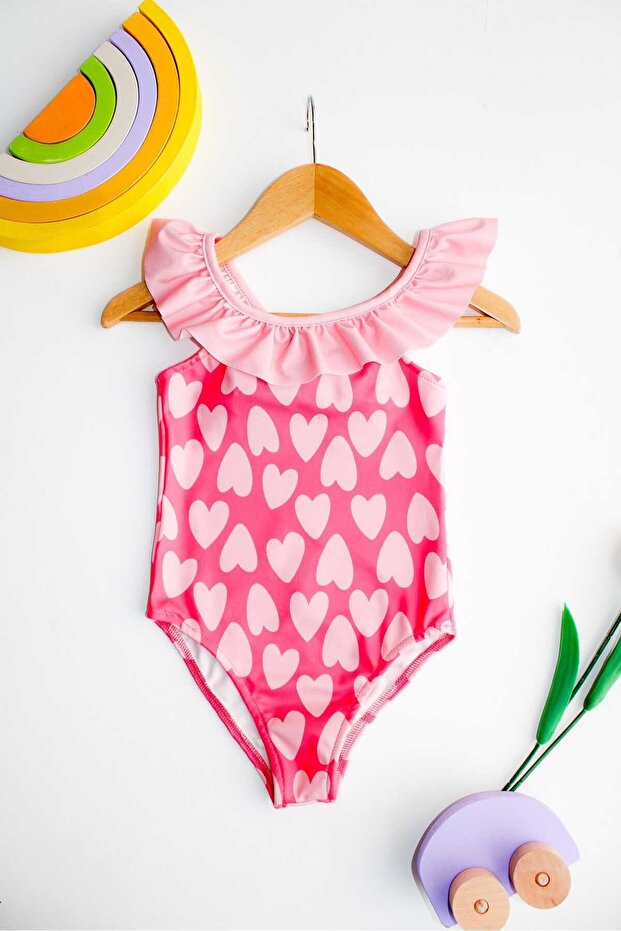 Girl's Swimsuit with Cross Ruffle Straps