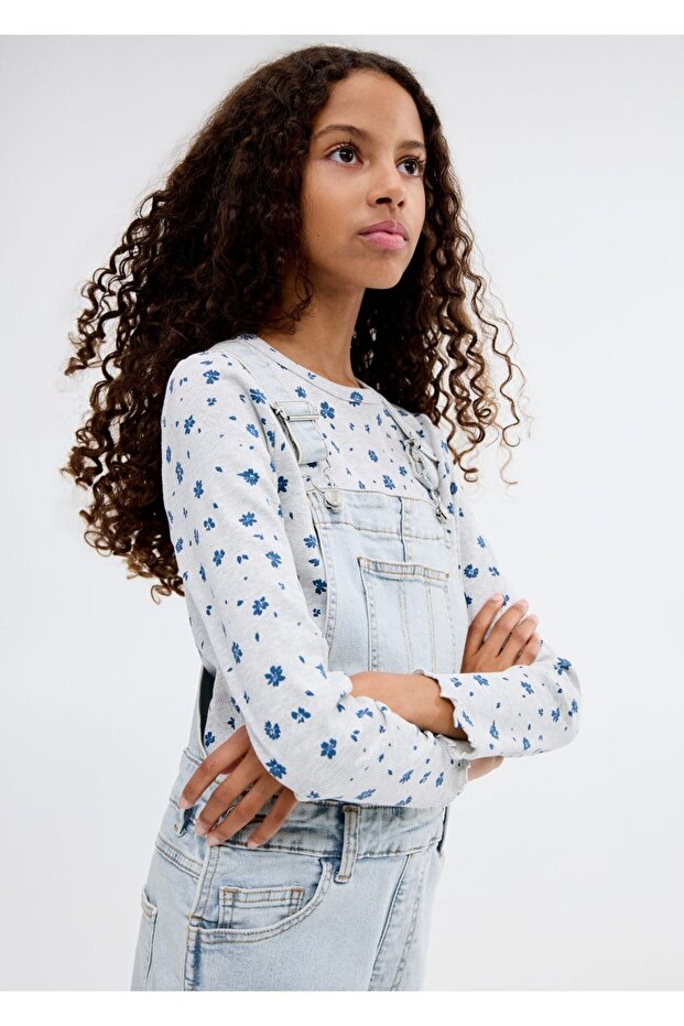 Pamuklu denim tulum - 5