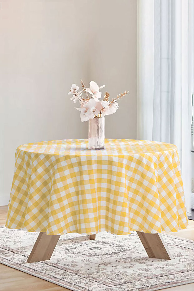 Gingham Round Large Square Tablecloth - 4