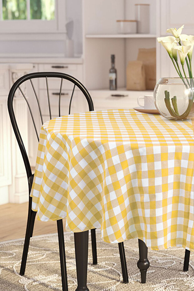 Gingham Round Large Square Tablecloth - 1