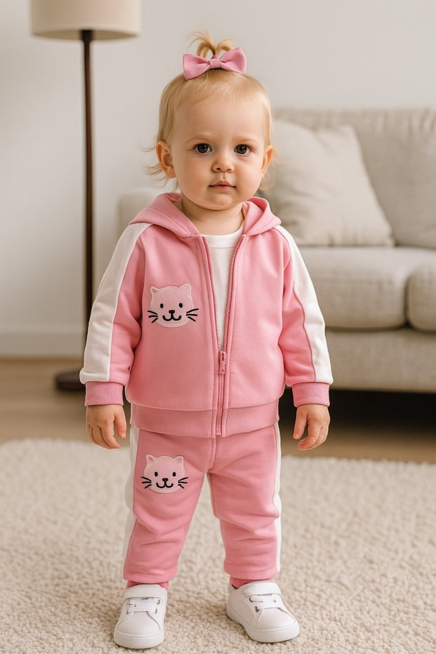 KITTY EMBROIDERED GARMENT TWO ROPE SEASONAL BABY GIRL 3-PIECE SET