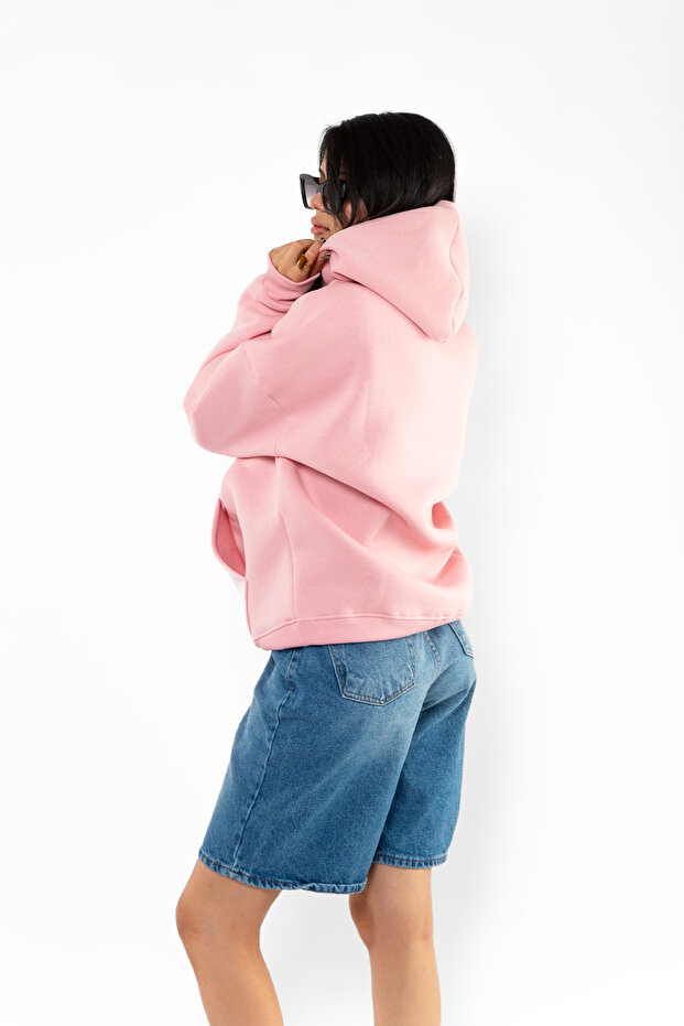 Basic Oversize Kadın Hoodie - 5