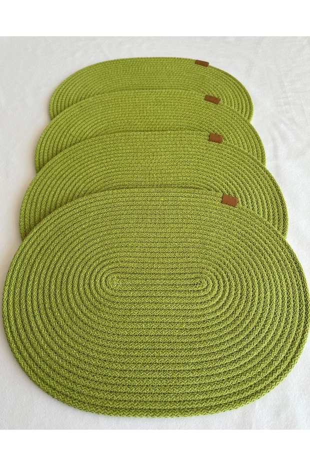 Jute Placemat, Table Decor Supla Oval Pistachio Green 30X40 Set of 4