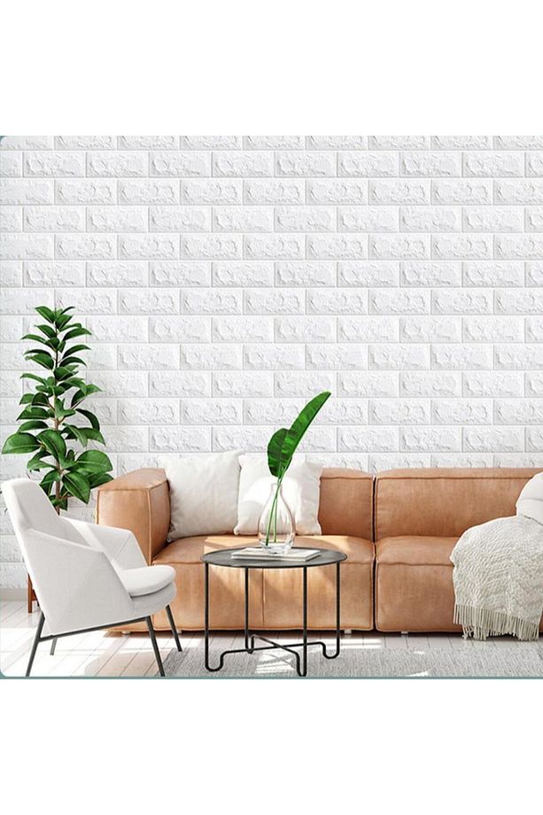 Kendinden Yapışkanlı Duvar Kağıdı Esnek Köpük Paneli 3d Tuğla Desen Beyaz 1 Adet 35x38 Cm - 7