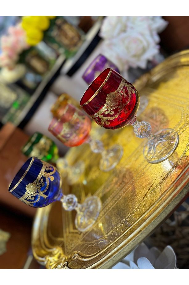 ESTERHOMEDECOR 6’lı Yaldız işlemeli kristal kahve yanı bardak 250ml - 2