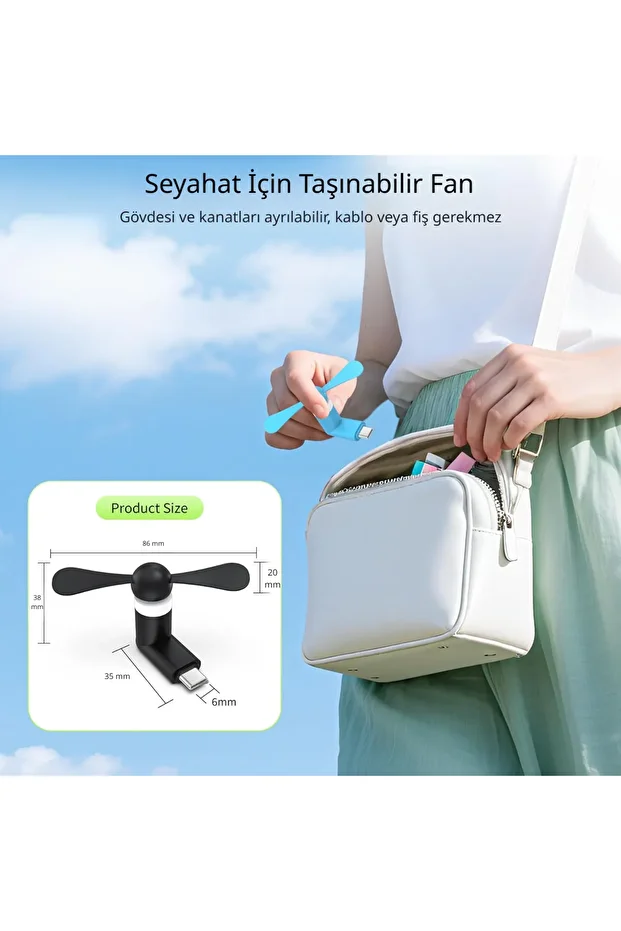 iPhone için Taşınabilir Mini Vantilatör - Lightning Port Uyumlu Serinletici Fan - Güçlü ve Sessiz - 7