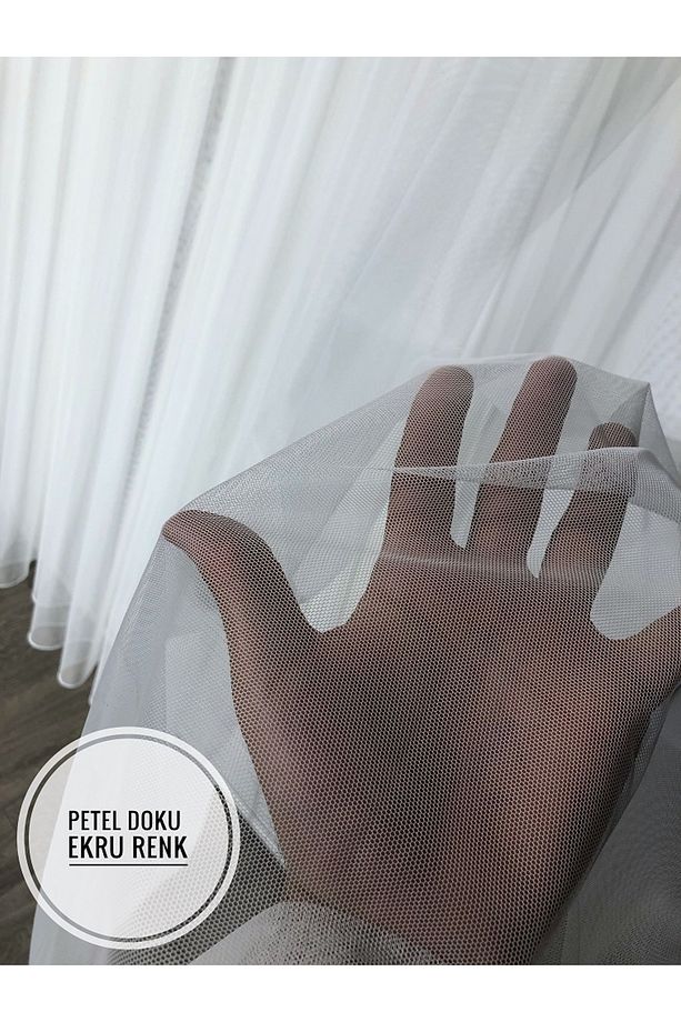 Grek Petek Dokulu Düz Tül Perde Ütü Istemez 1/3 Sık Pileli - 1