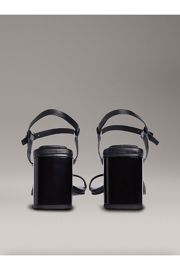 Leather Block Heel Sandals - 3
