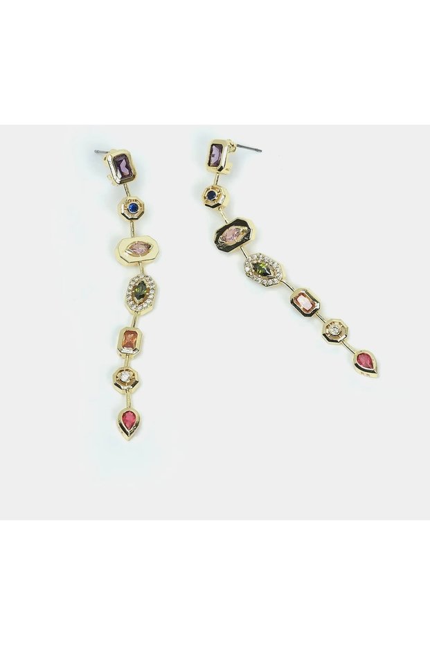 Y Necklace Earring Steel Gold and 7 Elements Color Earring