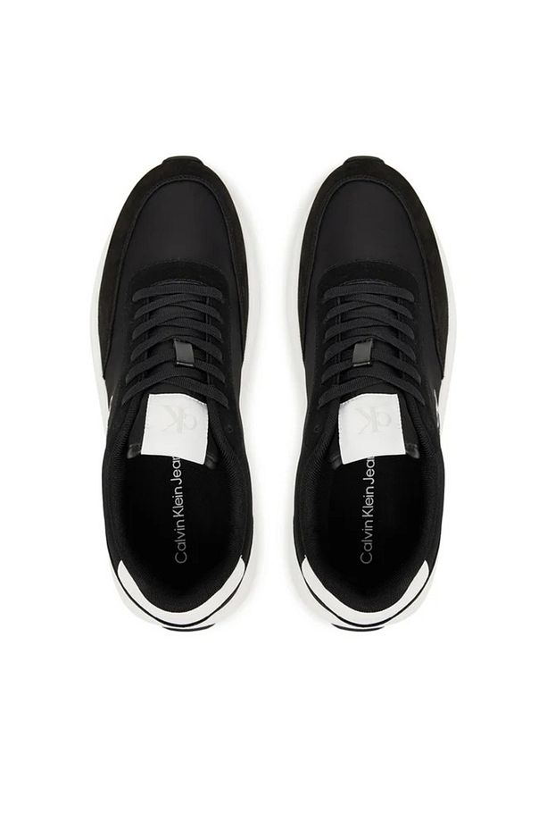 Erkek Rahat Yüksek Taban CK Logolu Deri Siyah Sneaker YM0YM01370-0GM - 4
