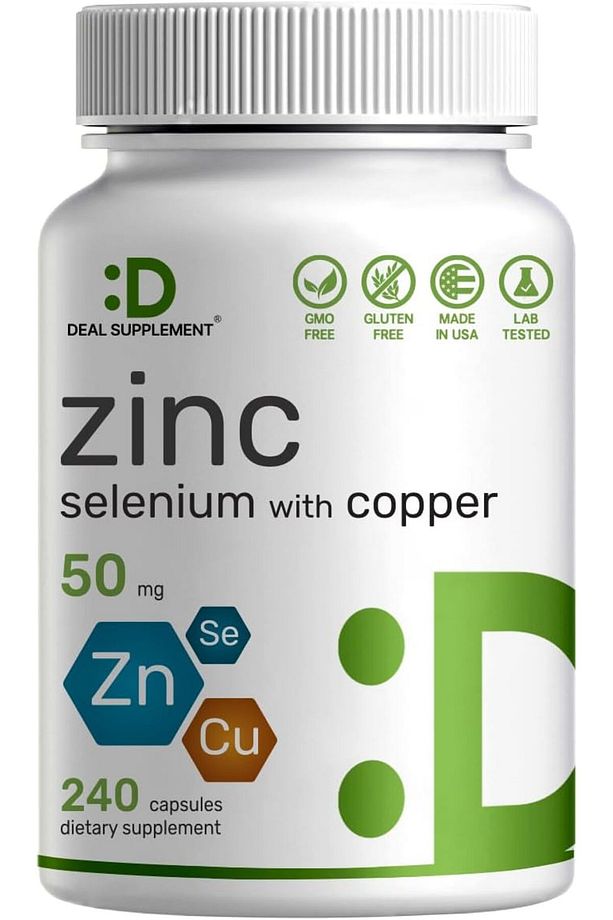 Zinc Picolinate (Çinko) 50mg with Selenium + Copper(Bakır)240 Caps Supports Healthy - 1