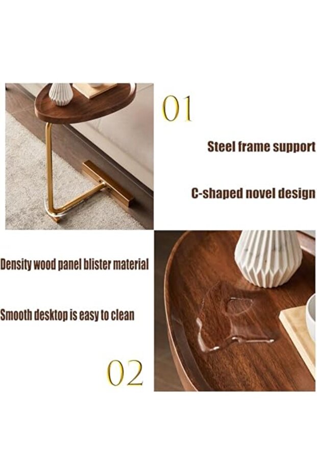 Oval C Side Table, C Shaped Side Table, Small Side Table, Couch Tables That Slide Under, - 4