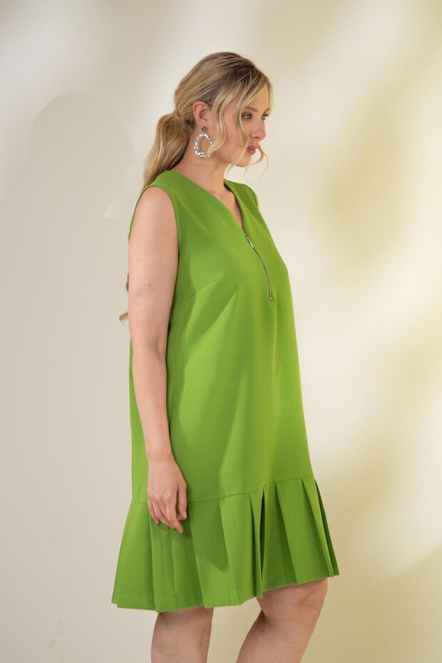 1112070 Women's Plus Size Skirt Pleated Dress Green