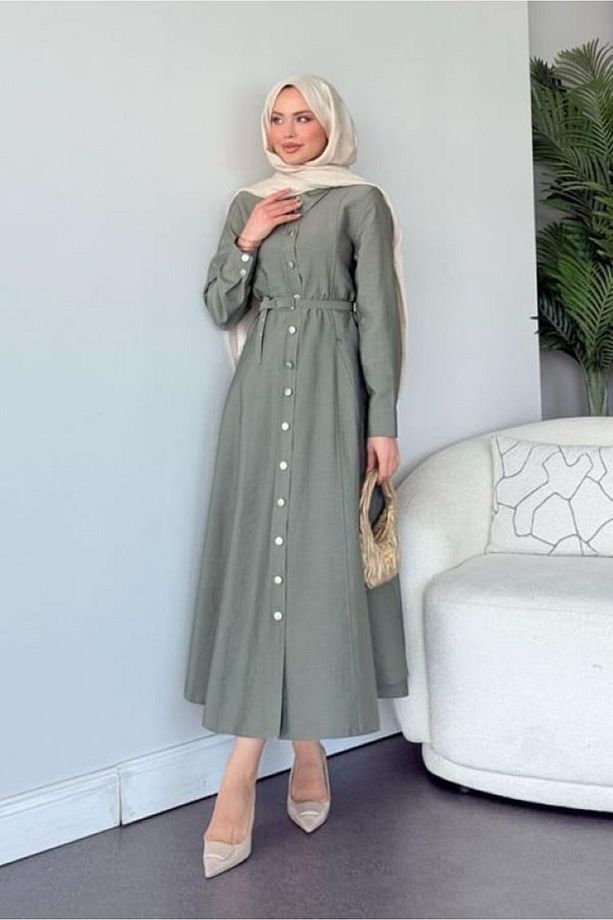 Simay Düğmeli Elbise - 2