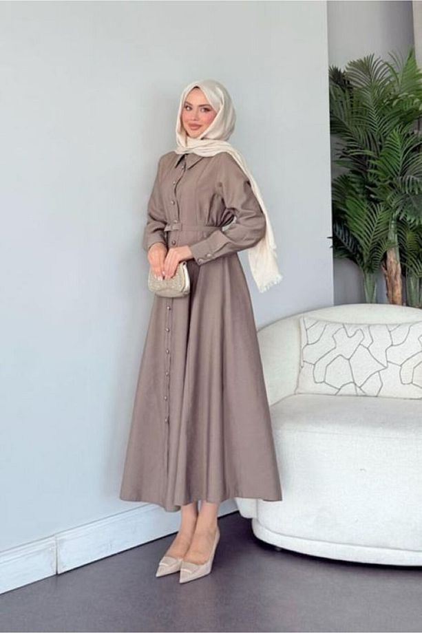Simay Düğmeli Elbise - 1